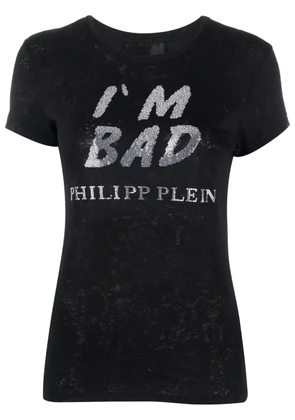 Philipp Plein logo-print sequin-detail T-shirt - Black