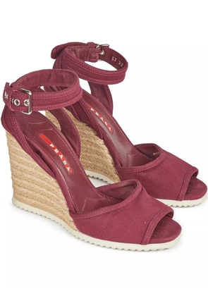 Prada Pre-Owned 2010 110mm wedge espadrilles - Red