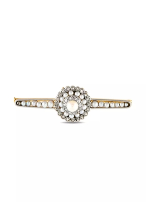LB Exclusive 14K yellow gold diamond and seed pearl brooch