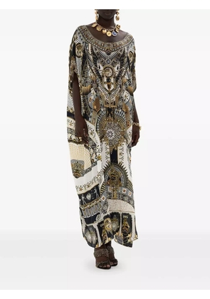 Camilla Temples of Dendara-print kaftan dress - Neutrals