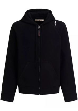 Marni logo-embroidered hooded jacket - Black