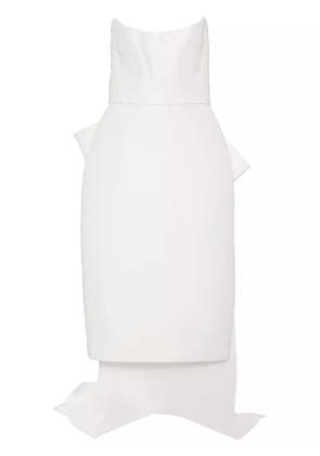 Amsale bow-embellished high-low dress - White