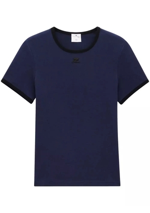 Courrèges contrasting-trim logo T-shirt - Blue