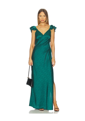 MORE TO COME Becky Ruffle Maxi Dress in Green. Size XXS. Also in L, M, S, XL, XS.