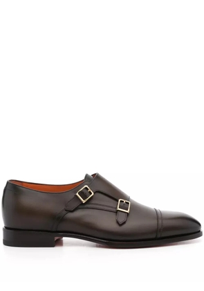 Santoni leather monk shoes - Brown