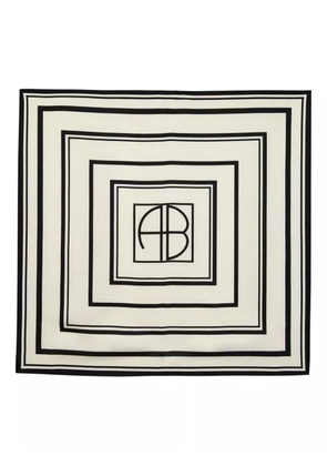 ANINE BING monogram geometric silk scarf - Neutrals