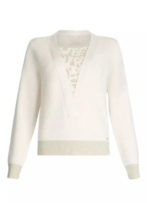 LIU JO animal-print V-neck sweater - White