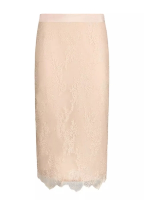 LIU JO lace scalloped-hem mid skirt - Neutrals