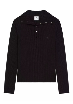 Courrèges ribbed-knit polo sweater - Black