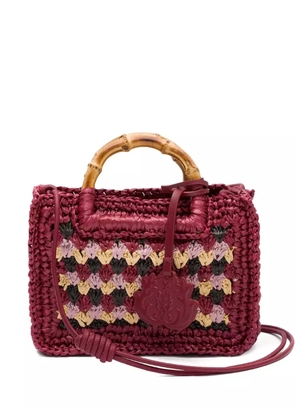 Isla bamboo-handle crochet bag - Red