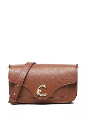Coccinelle medium C-me leather flap cross body bag - Brown