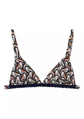 La DoubleJ geometric-print triangle bikini top - White