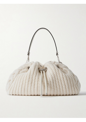 Jimmy Choo - Bon Bon Leather-trimmed Cable-knit Wool Shoulder Bag - Ivory - One size