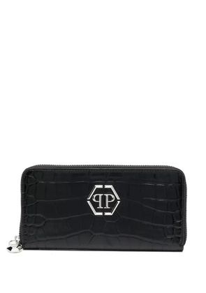 Philipp Plein crocodile-embossed leather purse - Black