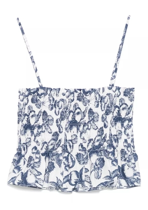 Maje graphic-print smocked top - White