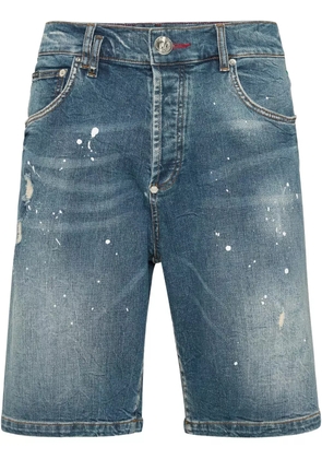 Philipp Plein Formentera Skulls denim shorts - Blue