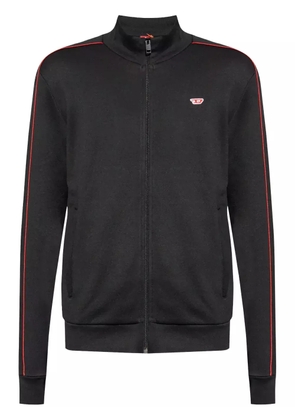 Diesel logo-embroidered zip-up cardigan - Black