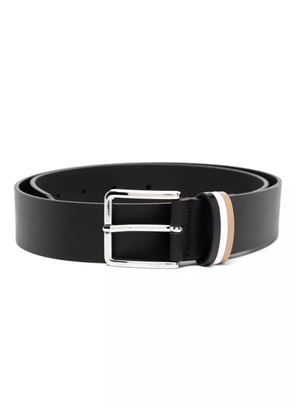 BOSS logo-engraved leather belt - Black