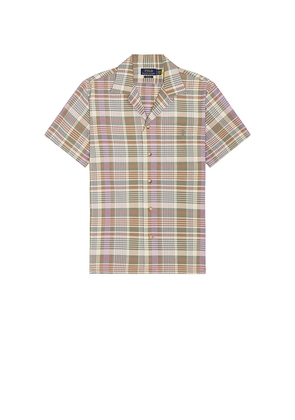 Polo Ralph Lauren Short Sleeve Classic Oxford Andy Camp Shirt in Brown. Size S. Also in XL/1X.