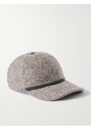 Brunello Cucinelli - Bead-embellished Herringbone Wool-blend Tweed Cap - Brown - XS,S,M,L,XL