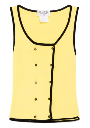 CHANEL Pre-Owned 1995 ribbed-knit top - Yellow