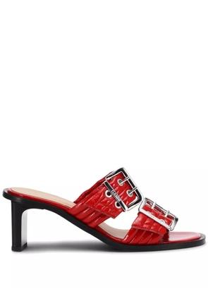 GANNI belted buckled mules - Red