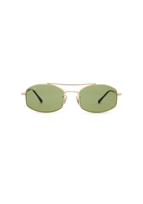 Ray-Ban Rectangular Sunglasses in Metallic Gold.