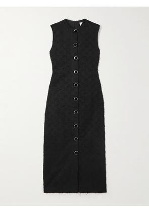 DESTREE - Camille Frayed Fil Coupé Organic Cotton Midi Dress - Black - x small,small,medium,large