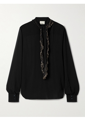 Isabel Marant - Elaura Tie-neck Bead-embellished Silk-chiffon Blouse - Black - FR 34,FR 36,FR 38,FR 40,FR 42