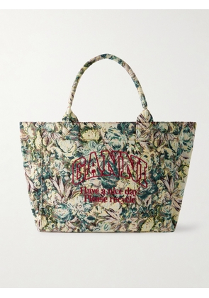 GANNI - Shopper Xxl Reversible Embroidered Jacquard Tote - Green - One size