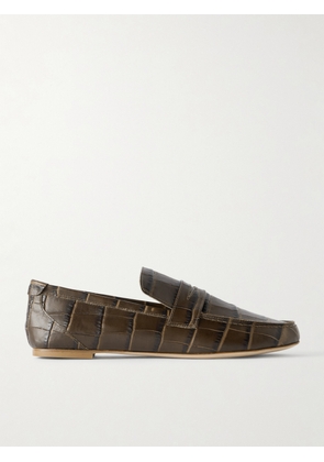 Jamie Haller - The Penny Croc-effect Leather Loafers - Brown - IT36,IT36.5,IT37,IT37.5,IT38,IT38.5,IT39,IT39.5,IT40,IT40.5,IT41,IT42