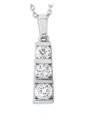 LB Exclusive 14 white gold diamond pendant necklace - Silver