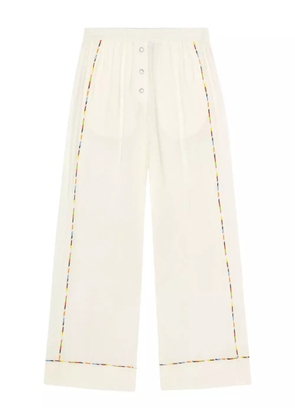 GANNI embroidered drawstring trousers - Neutrals