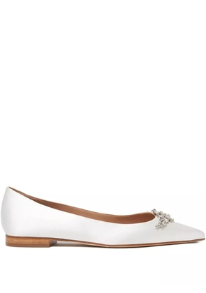 Scarosso rhinestone-embellished ballerina shoes - White