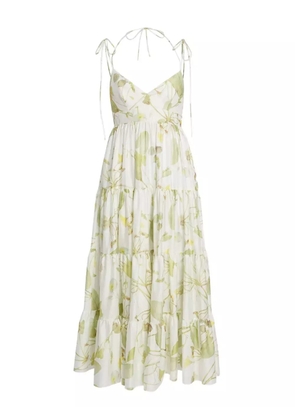 ERDEM leaf-print maxi dress - White