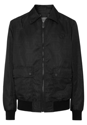 Philipp Plein monogram-jacquard bomber jacket - Black