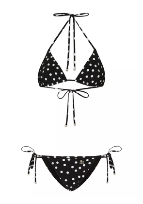Dolce & Gabbana polka dot-print triangle-cup bikini set - Black