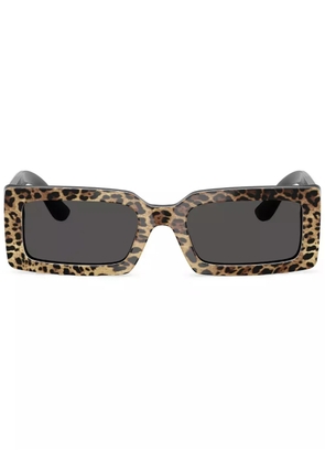 Dolce & Gabbana Eyewear leopard rectangle-frame sunglasses - Brown