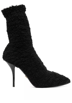 Dolce & Gabbana shearling stiletto heel boots - Black