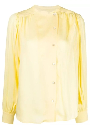 Yves Salomon gathered-detail off-centre blouse - Yellow