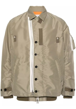 sacai contrasting-trim layered bomber jacket - Green