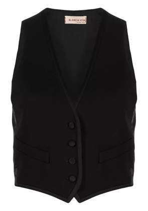 Blanca Vita V-neck rear-buckle gilet - Black