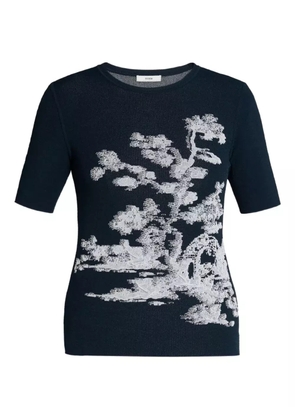 ERDEM jacquard short-sleeve top - Blue