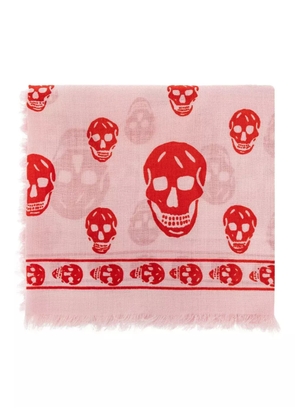 Alexander McQueen skull-print fringed scarf - Pink