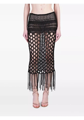 Laneus open-knitted long skirt - Black