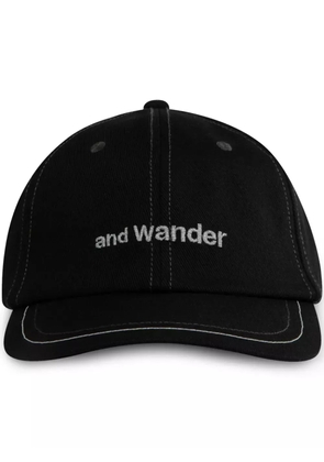 and Wander logo-embroidered corduroy cap - Black