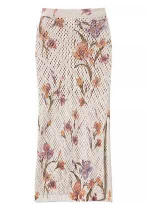 TWINSET floral-print midi skirt - White