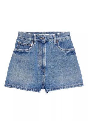 Prada high-rise patch-pocket denim shorts - Blue
