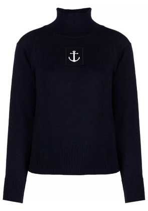 Jil Sander logo-patch high-neck jumper - Blue