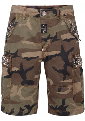 Philipp Plein stud-embellished cargo shorts - Brown